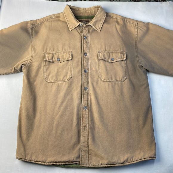 LEVI'S Flannel Fleece Lined WORK WEAR SHIRT! FADED BROWN Long Sleeve Sz XL - Picture 2 of 16